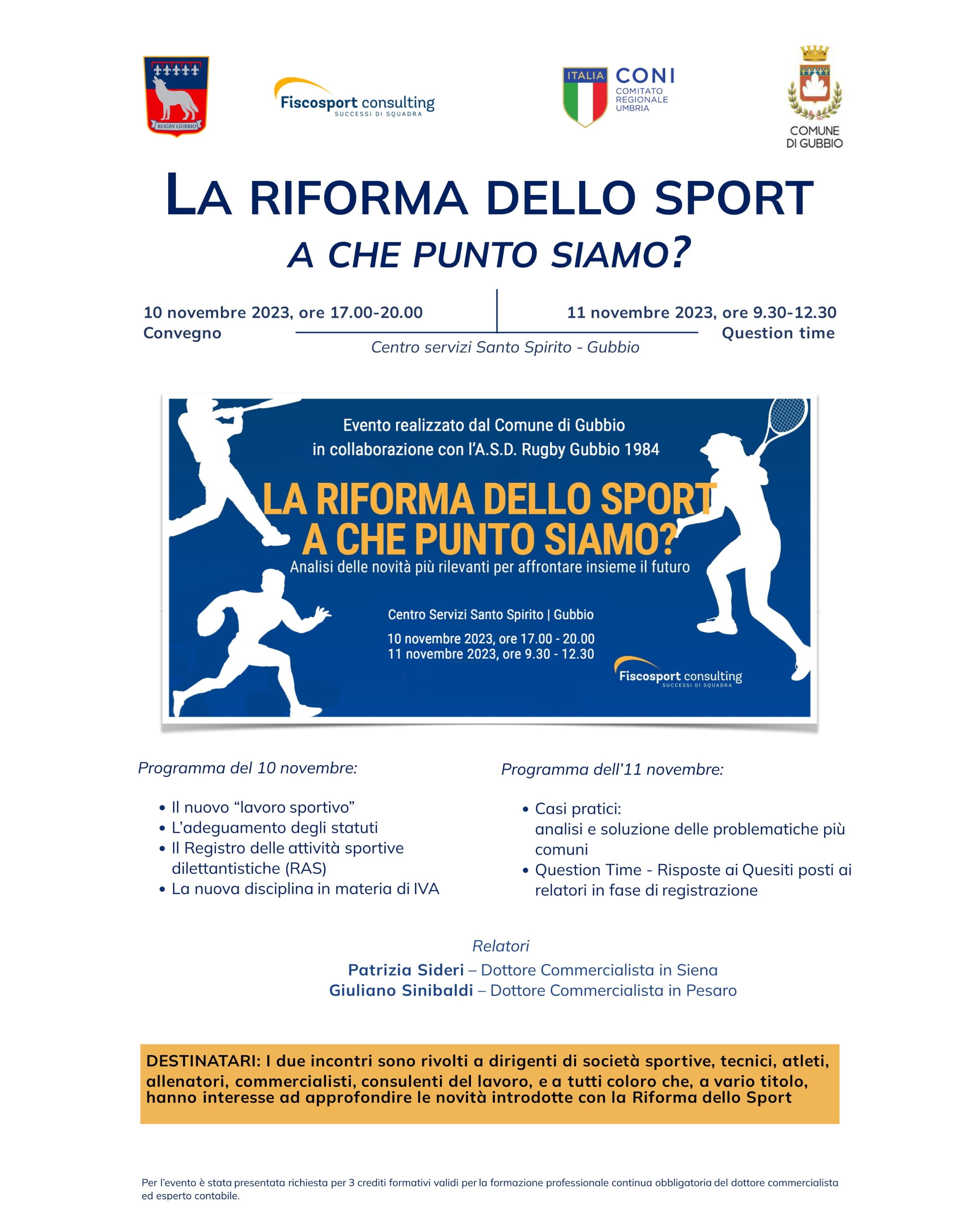 Loacandina seminario Riforma dello sport Gubbio 10 11 novembre facebook web